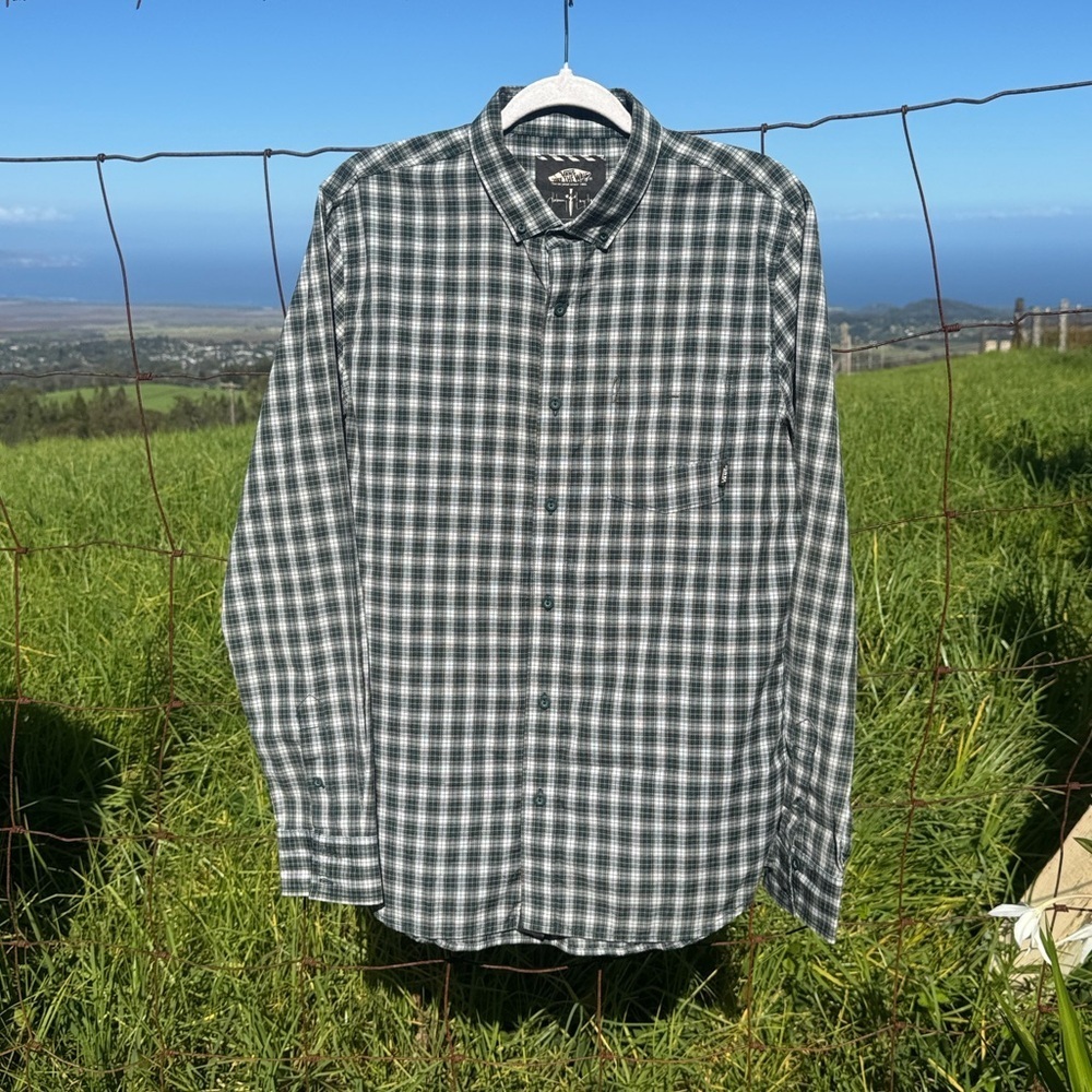 Vans Off the wall Johnny Layton Green Plaid Preppy Skater Long sleeve shirt Y2K